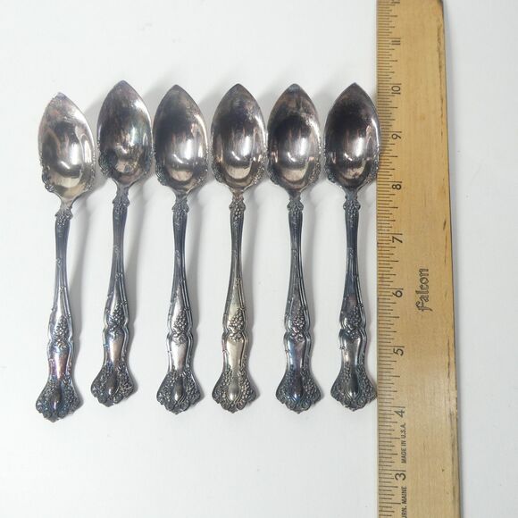 Vintage Grape 1904 Silverplate Set of 6 Fruit Orange Spoons International Rogers - Picture 4 of 6
